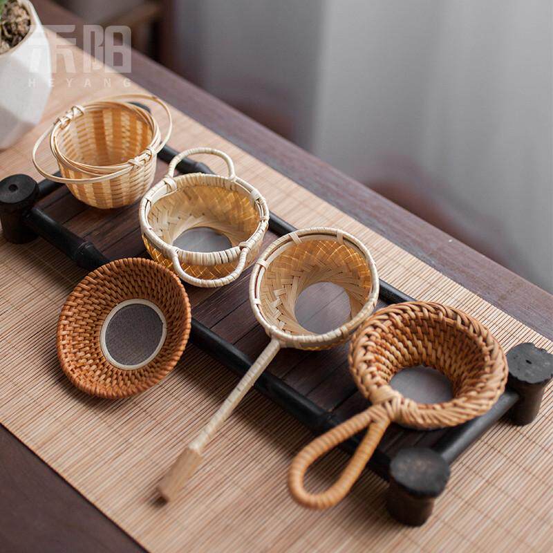 手工竹茶漏茶滤竹制茶叶过滤器功夫茶具创意竹子滤茶藤编茶道配件