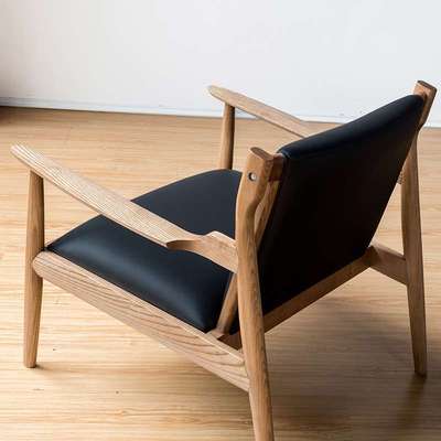 同频者|刀椅 北欧单人实木超纤沙发椅小户型客厅休闲椅子通体打磨