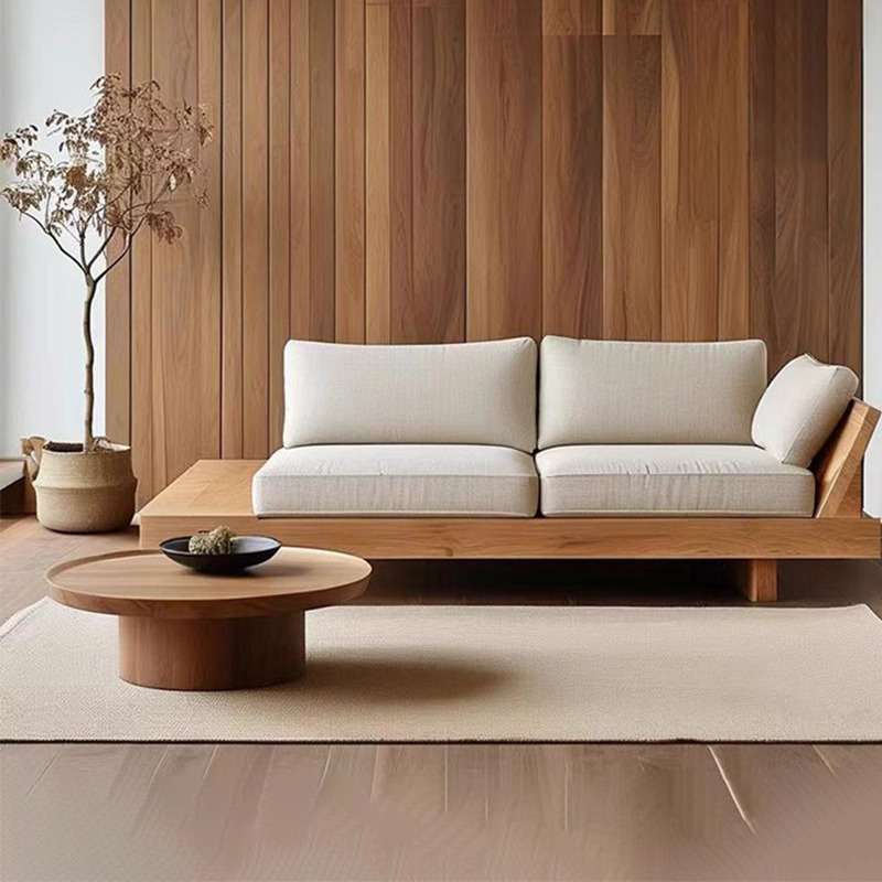 意式极实木沙发小户型客厅家用沙发现代设计师创意民宿实木沙发