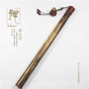 竹制线香筒 正大 金丝竹镶科檀木长款 香筒带葫芦香插 沉香桶