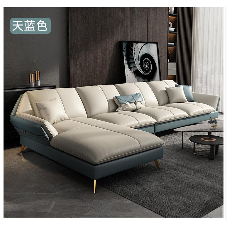 意式极简现代真皮客厅小户型组合贵妃转角别墅区大平层样板房沙发