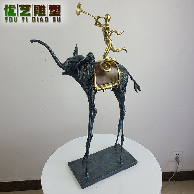 铜抽象音乐人骑大象雕塑 现货供应厂家销售 铸铜铜动物工艺品摆件