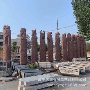 石雕红砂岩文化柱十二生肖二十四孝图腾柱华表罗马柱盘龙柱