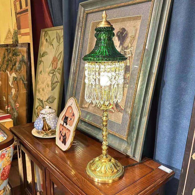 轻奢复古法式中古台灯欧式水晶玻璃台灯卧室客厅装饰灯具高级感