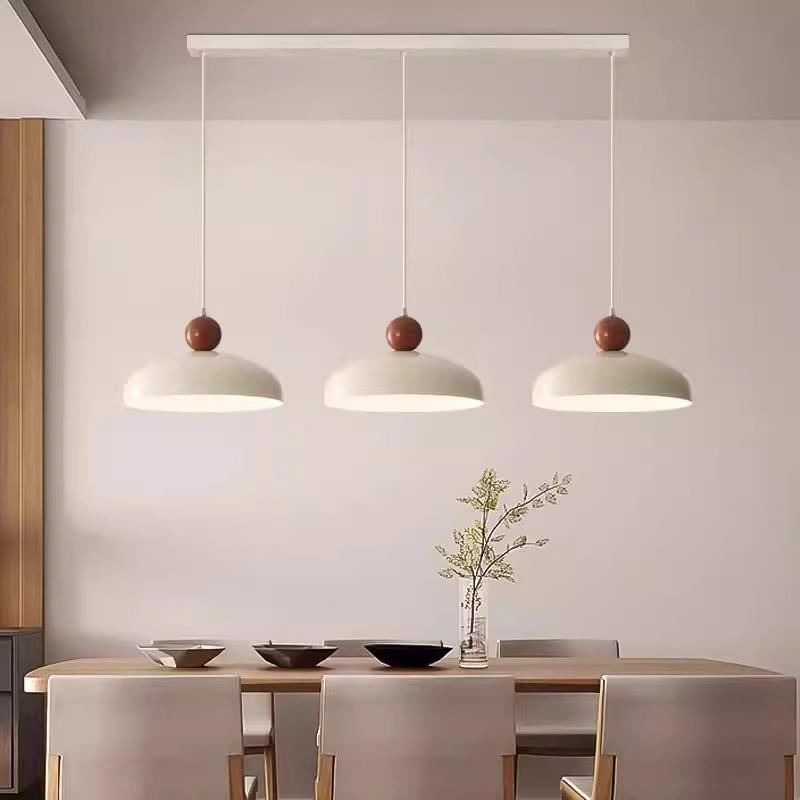 奶油风餐厅吊灯法式复古设计师艺术餐桌灯中古三头飞碟岛台吧台灯