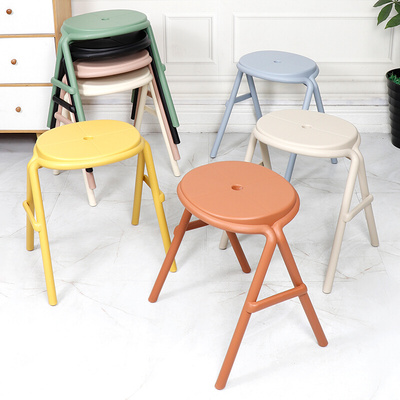 北欧塑料餐凳加厚家用板凳可叠放圆凳子约梳妆椅创意换鞋凳