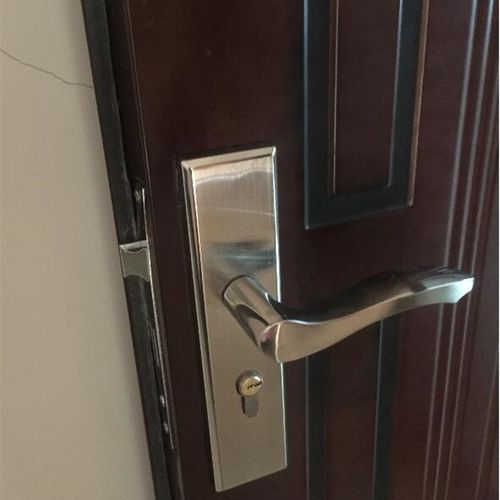 不锈钢实木门锁房门锁室内门锁老式卧室锁大门把手配件配大58锁体