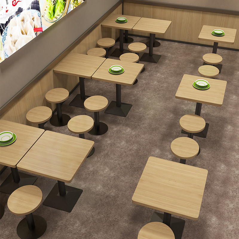 袁记云饺子早餐店餐桌椅组合面馆实木凳麻辣烫螺蛳粉快餐店桌商用