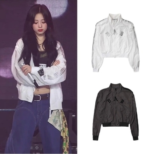 badblood白色短外套甜妹休闲运动系列侧条纹夹克潮 郑雅譞同款