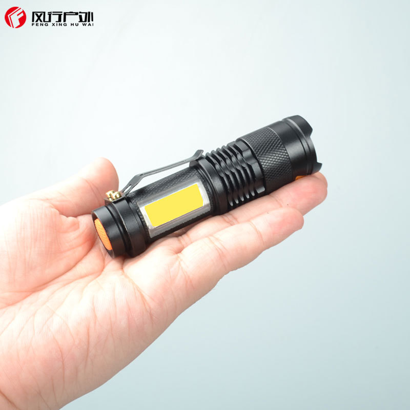 COB强光手电筒工厂SK68迷你变焦5五号小手电筒家用照明LED