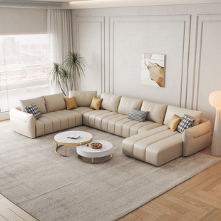 北欧猫抓布艺沙发客厅约轻奢型转角户型意式 新款 组合