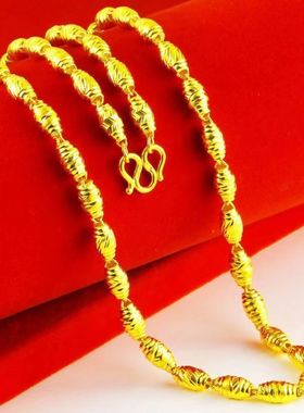 正品纯沙金项链橄榄大子