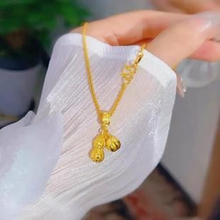 金店同款古法沙金花生项链女好事发生不掉色仿真吊坠黄金色锁骨链