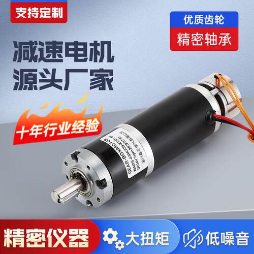 行星42mm减速电机可带刹车微型直流12V24V全金属齿轮大扭力马达