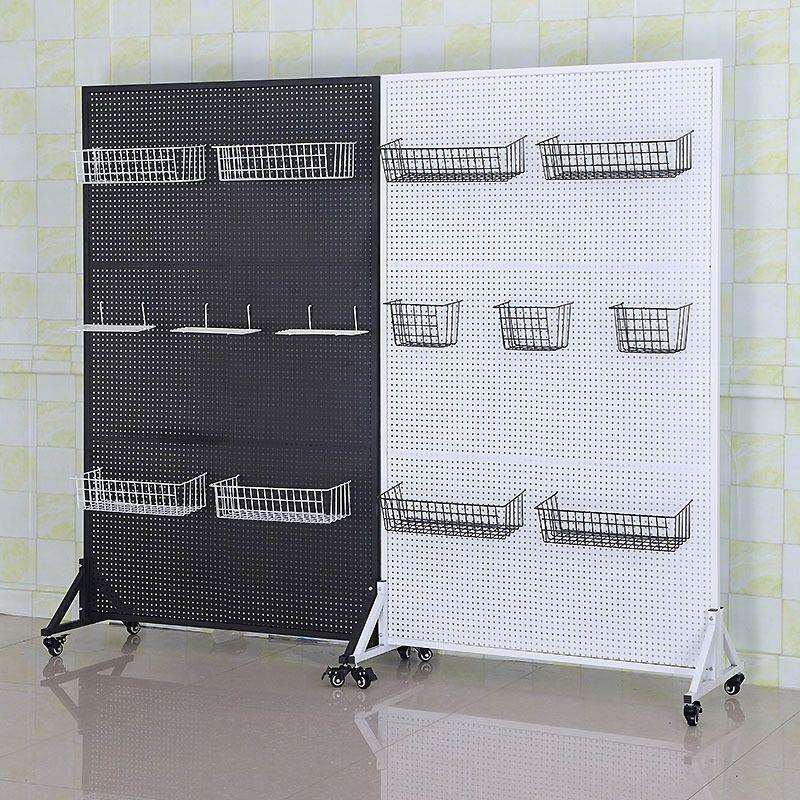 立式铁艺洞洞板落地圆孔铁板货架饰品展示厨房配件置物架超市货架