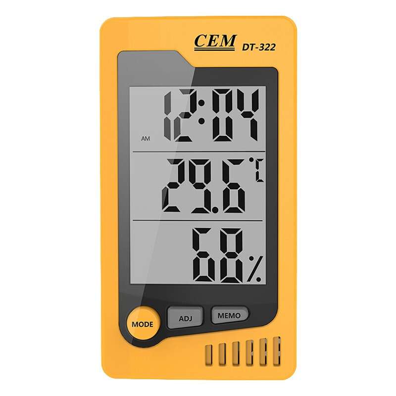 CEM华盛昌DT-322电子温湿度计 时间闹钟室内外两用【温湿度同屏】