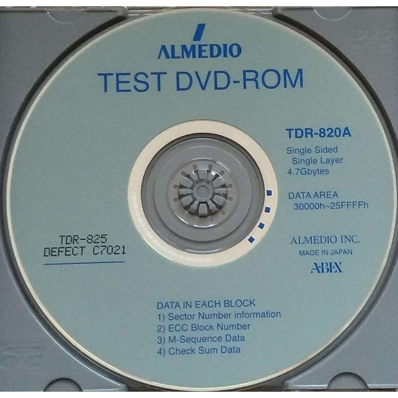 ABEX测试碟TDV-813偏芯测试碟DVD- ROM测试
