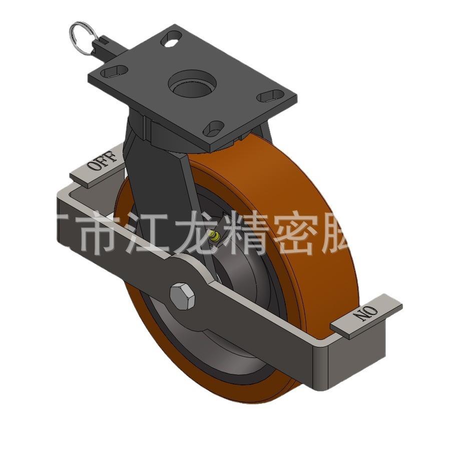 超重型则刹车脚轮1500kgs负载工业推车货架万向轮重型韩式塑芯