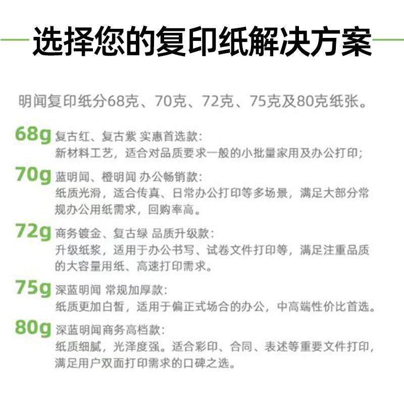 明闻a4打印纸复印纸70g80g单包500张一包办公用品a4打印纸整箱批,办公设备/耗材/相关服务,复印纸,淘宝优惠券,粉丝福利购,淘宝优惠卷