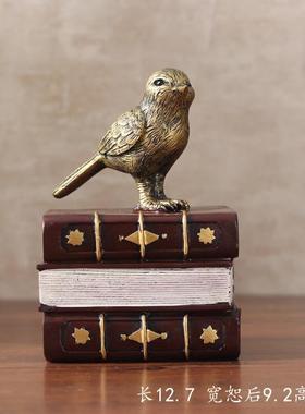 美式复古小鸟摆件书挡家居客厅电视酒柜书房桌面装饰品摆设书立靠