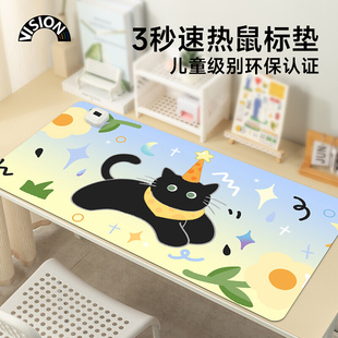 可爱猫咪加热鼠标垫超大发热暖桌垫办公室垫子桌面电脑键盘电热板