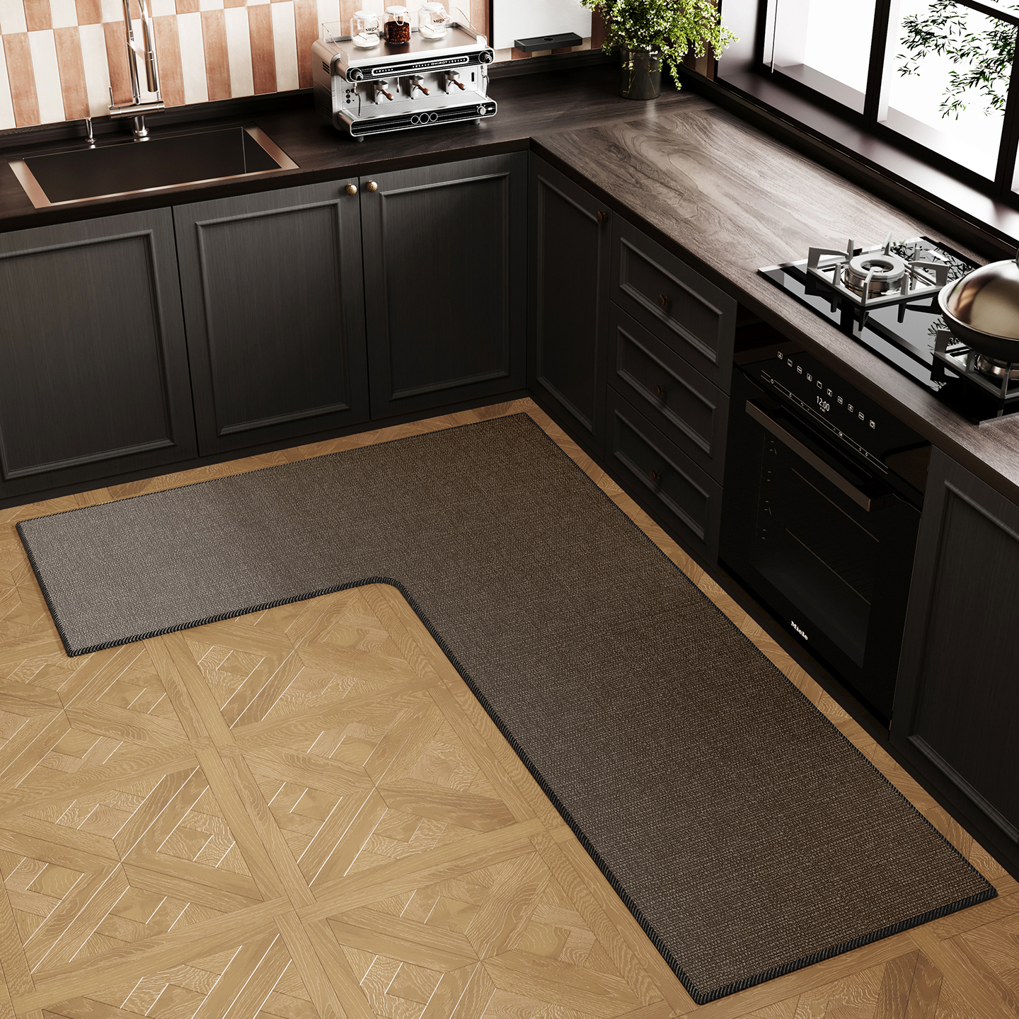 青彩季厨房耐磨耐用连体地垫