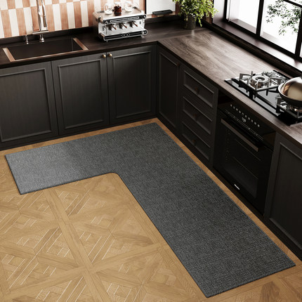 7字形厨房连体地垫防滑吸油可水洗转角专用地毯吸水L型防水垫门口