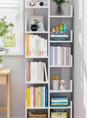 简易儿童小书架落地置物架一体靠墙实木不占地方空间学生家用书柜