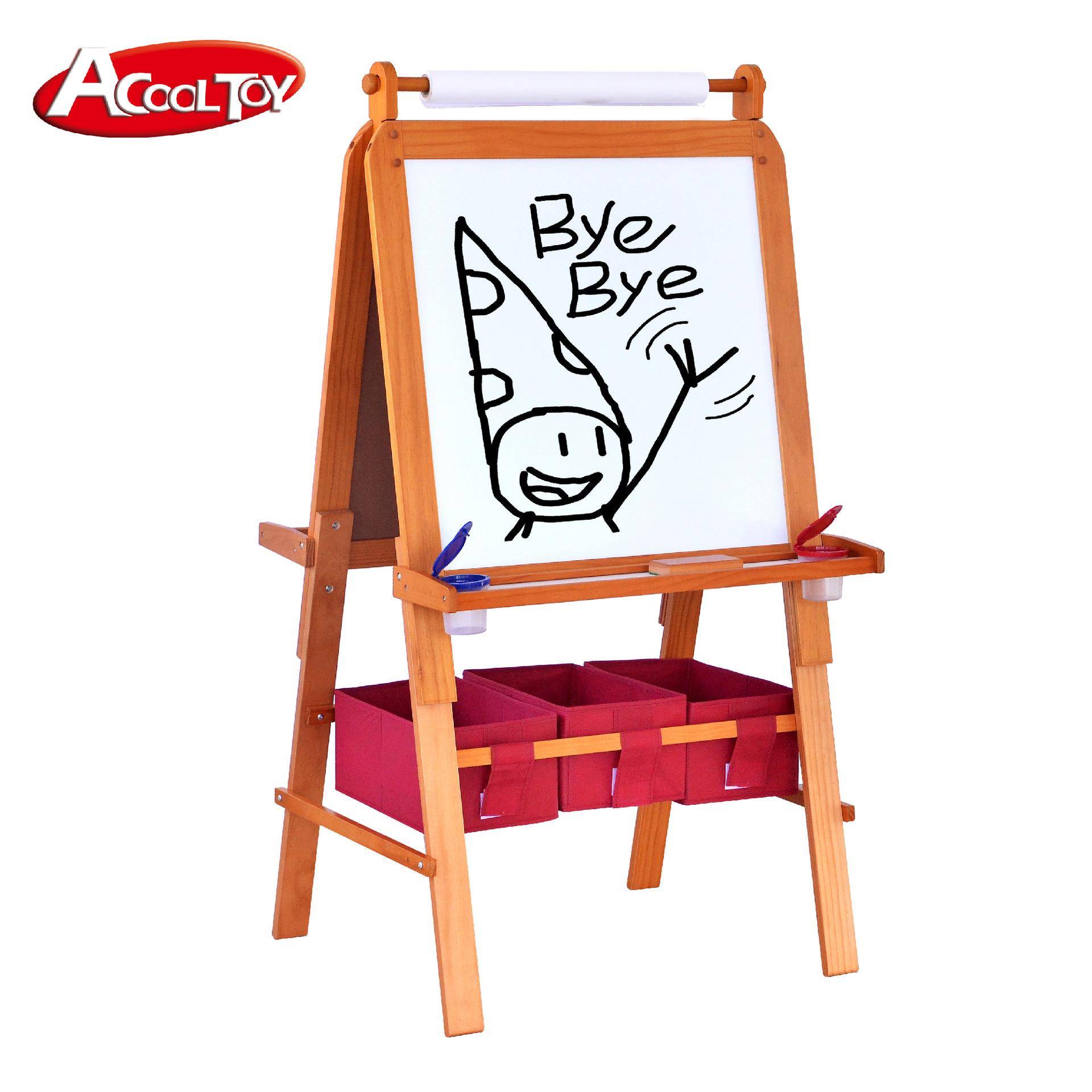 儿童双面支架画板木质家用黑板实木画板幼儿园绘画教学黑白板