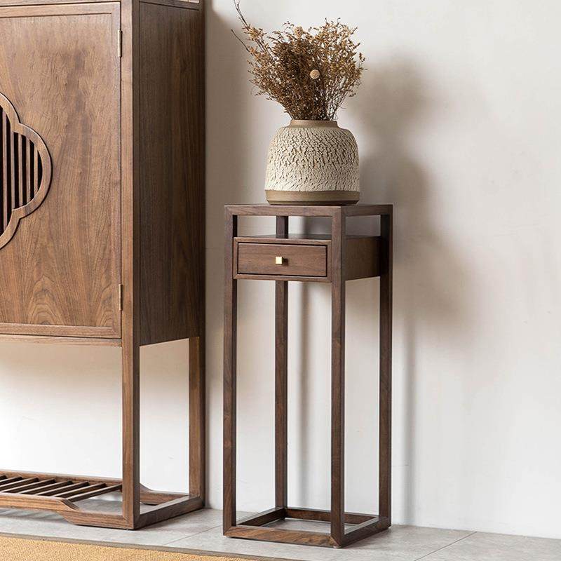 新中式客厅实木花几样板间阳台花架艺术品别墅盆栽收纳置物展示架