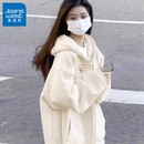 拉链开衫 真维斯连帽卫衣外套女款 复古薄款 春秋2025新款 设计感美式