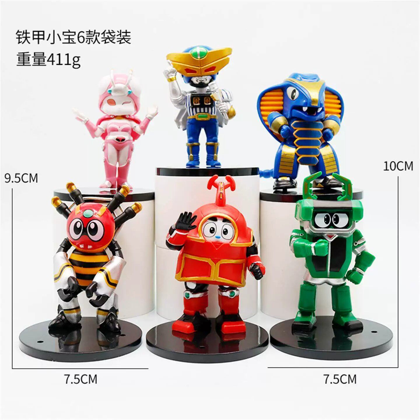 Q版铁甲小宝手办模型卡布达鲨鱼恶霸蟑螂玩具公仔盲盒生日礼物图片