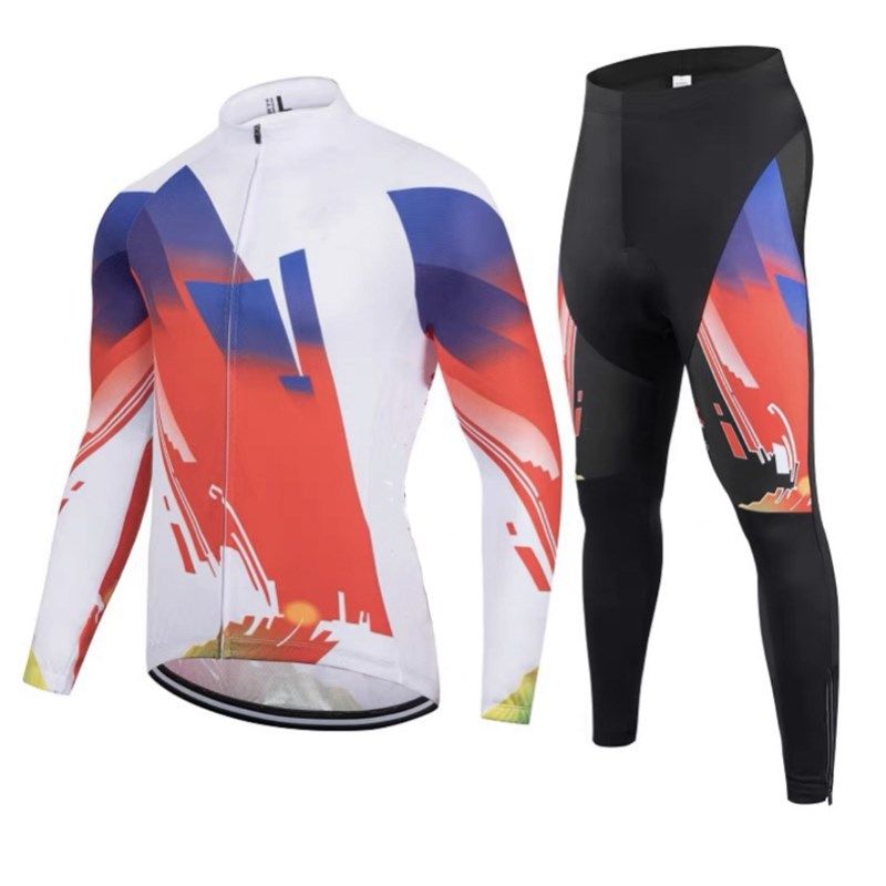 春秋夏季火焰登山自行车装备专业长袖骑行服套装透气速干男女款