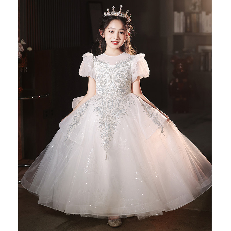 儿童礼服公主裙生日宴会婚纱小孩花童婚礼主持人钢琴演奏高端轻奢