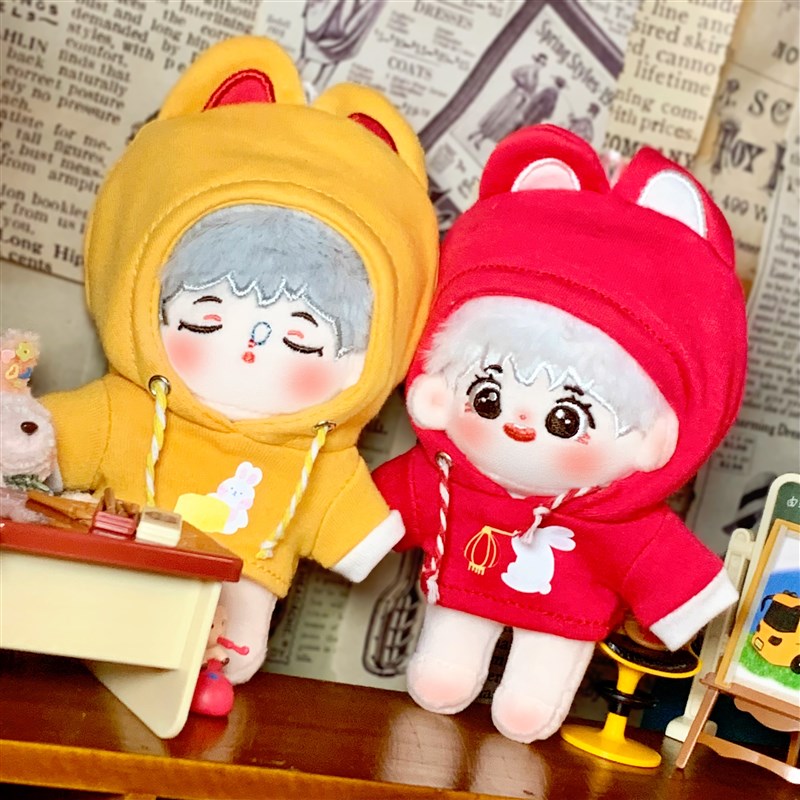 新年喜庆5cm10cm20cm棉花C娃娃娃衣无属性新年快乐连帽卫衣包邮