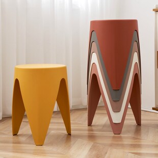 现代简约网红圆凳北欧p创意时尚家用凳子可叠摞堆放餐桌凳塑料板