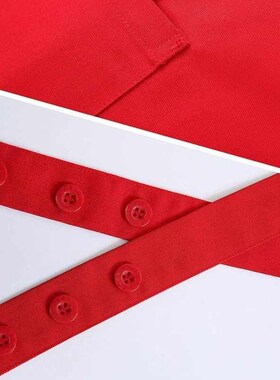 涤棉广告围裙交叉背带可调节扣定 制logoL奶茶店咖啡店工作服围裙