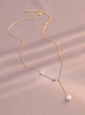 小众设计感简约珍珠项链202w4年新款女轻奢时尚气质百搭锁骨链颈