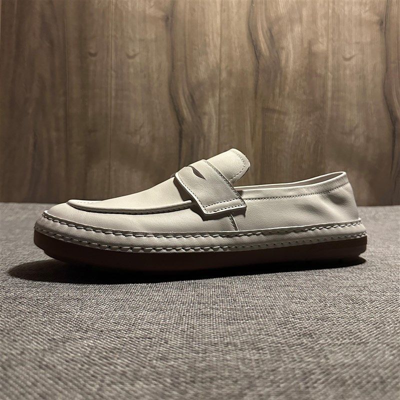 2025新款英伦风休闲鞋牛皮一脚蹬男鞋透气软底单鞋懒人皮鞋豆豆鞋