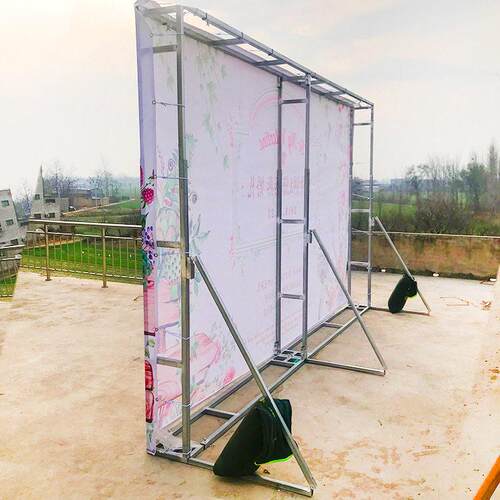婚庆婚礼广告迎宾合影区舞台道具简易快装喷绘布伸缩桁架背景架子