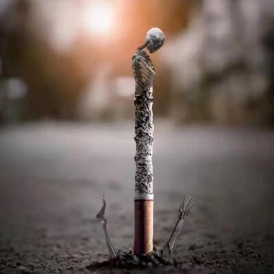 跨境烟鬼骷髅树脂Prisoner of nicotine尼古丁的囚徒树脂摆件