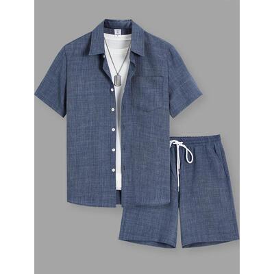 跨境Men'S Casual Summer Outfit Featuring a Collared Short