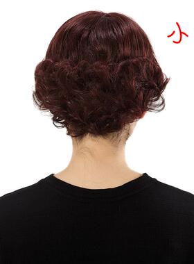 小函假发真人发丝 妈假外发发老年妈人 短卷发旗PYV袍假发翻短翘