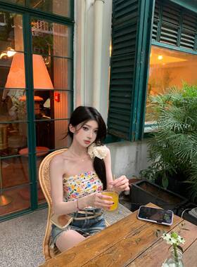 一自制 | 白色碎花吊背心女酒上款衣带夏2024新外D18395J4穿纯棉