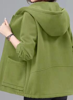 加短绒加3厚连帽开衫衣女20OZP2新卫款保暖减龄长袖大码宽松休闲