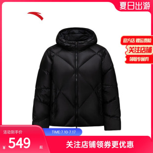安踏短款运动羽绒服男冬季新款防泼水保暖棉服黑色外套152547938