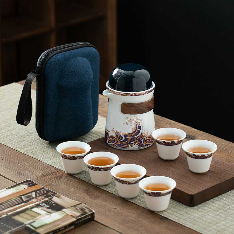 便携式旅行茶具小套装备随身简易功夫泡茶壶茶杯户外包露营快客杯