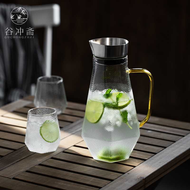 欧式玻璃凉水壶家用冷水壶不锈钢盖加厚大容量泡茶壶茶具套装