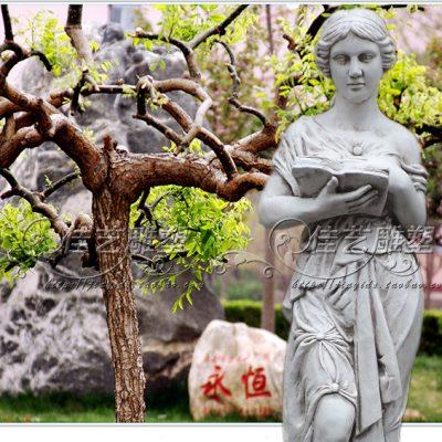 欧式玻璃钢人物雕塑艺术品客厅户外落地摆设可定制作看书仕女摆设