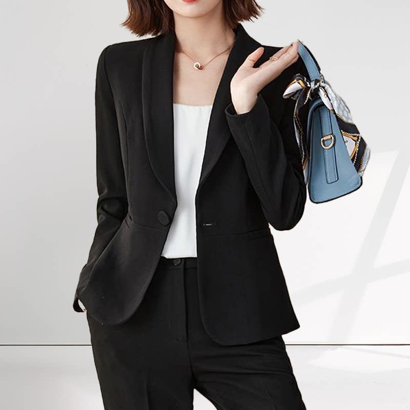 今年流行黑色西装外套女秋季高级感职场休闲气质职业套装春秋新款